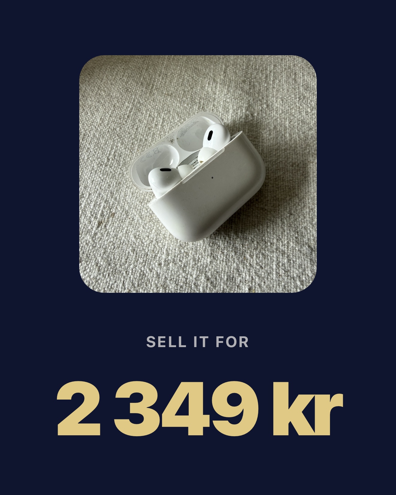 Pricer result: sell the AirPods Pro for 2 349 kr